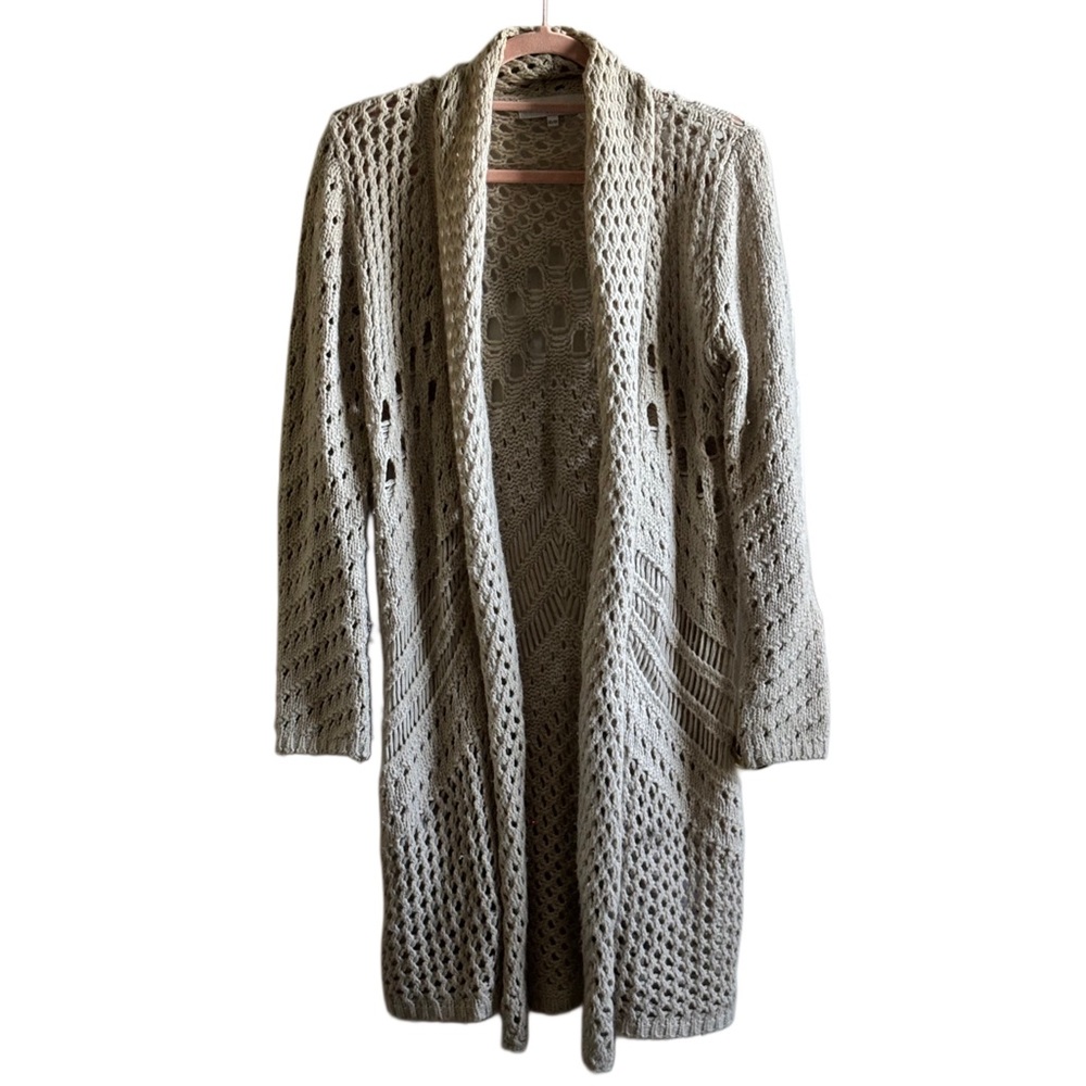 Open-Knit Long Cardigan